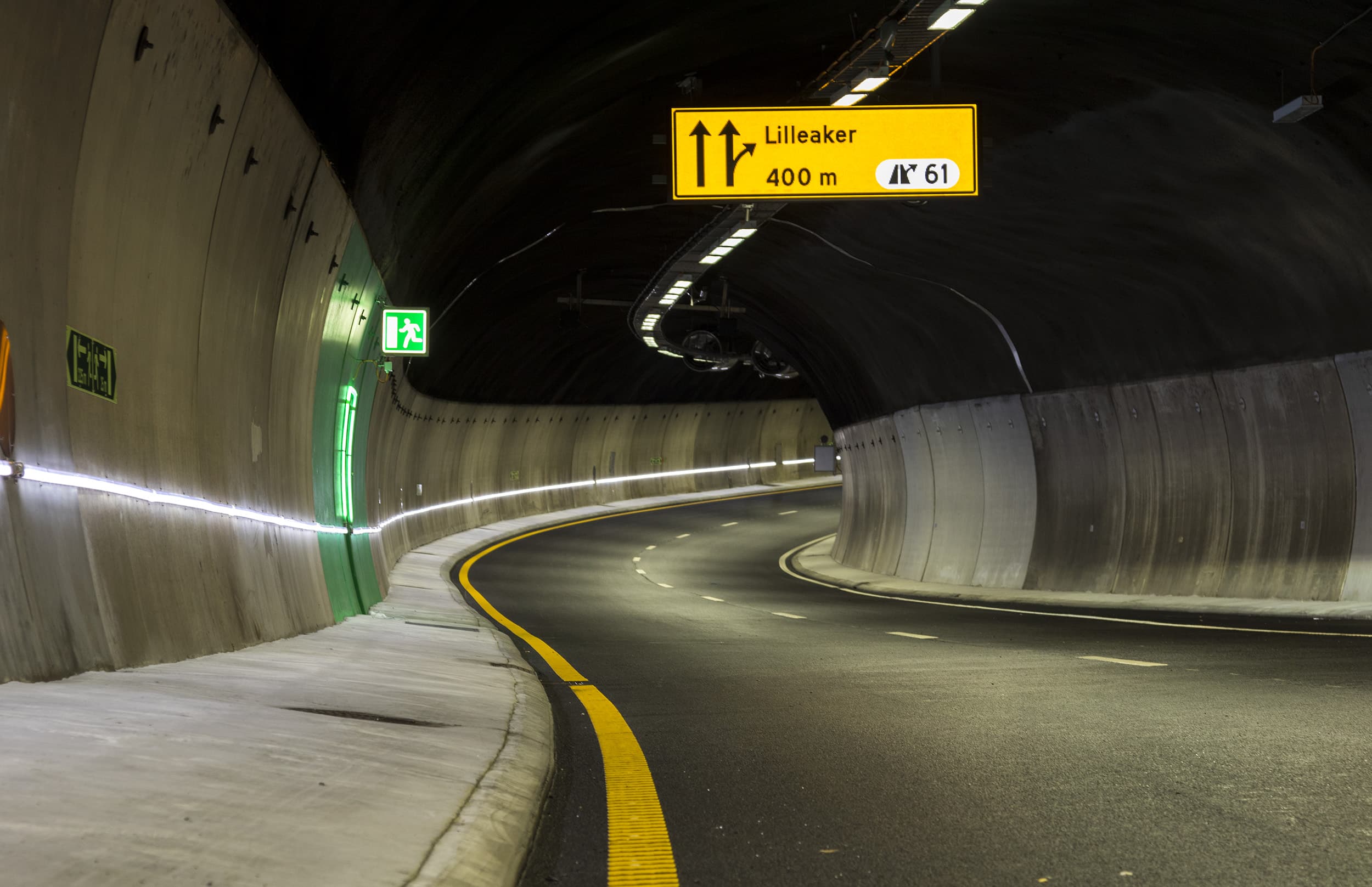 Bilde inne fra Granfosstunellen som går under Oslo.